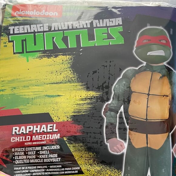 Teenage Mutant Ninja Turtles Raphael TMNT Kids Halloween Costume with Muscle Pad - Picture 2 of 7